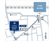 東宝ハウス国分寺は、便利なJR中央線「国分寺」駅南口から徒歩5分で到着です。専用駐車場完備しております。