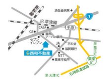 草津線手原駅から徒歩約10~15分ほどです。
